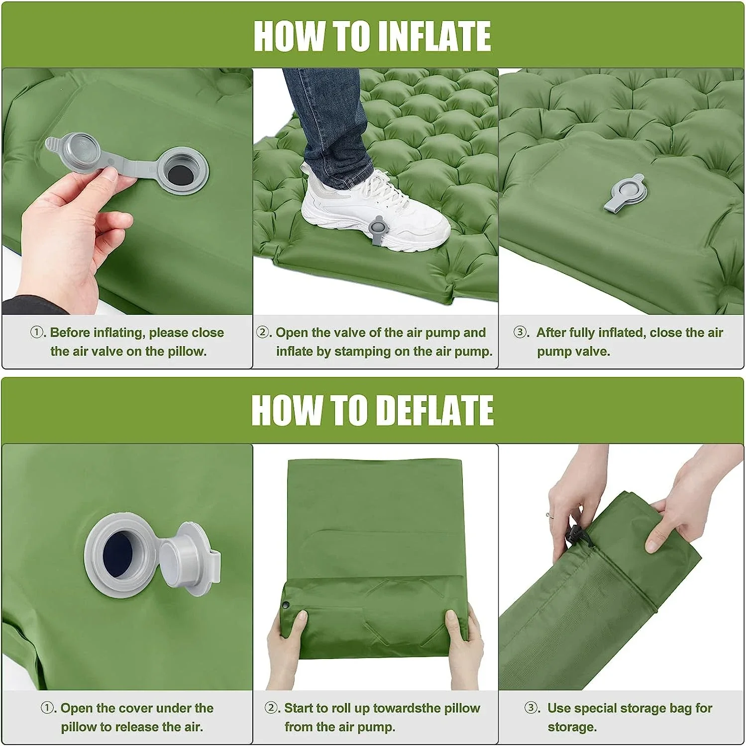 Double Inflatable Sleeping Pad with Built-in Pump - Image 5
