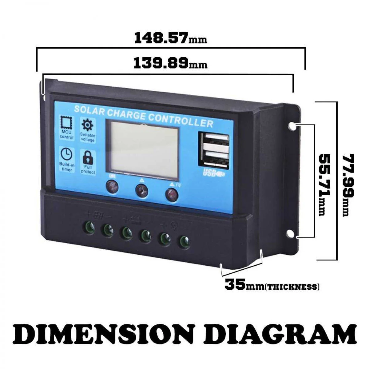 Dual USB Solar Regulator with LCD 10/20/30A - Image 3